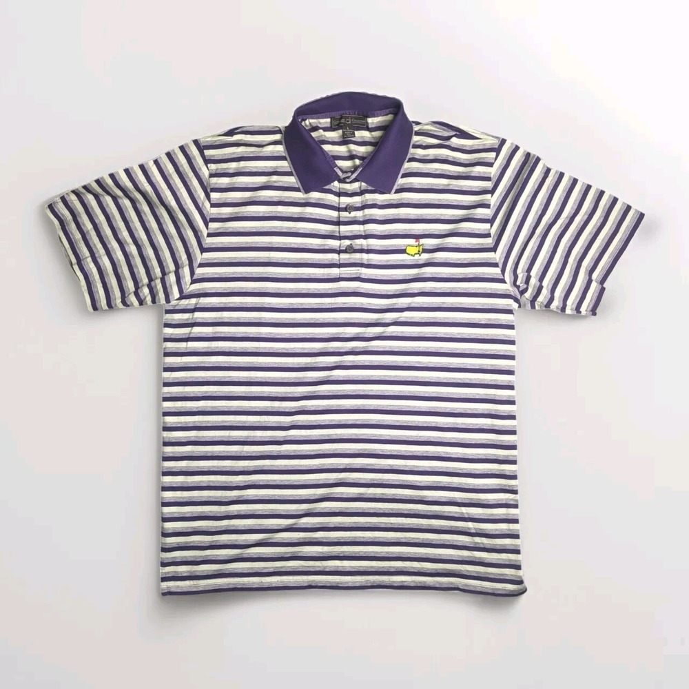 Masters Clubhouse Collection Golf Polo Shirt Men's Large Italy Purple Stripe